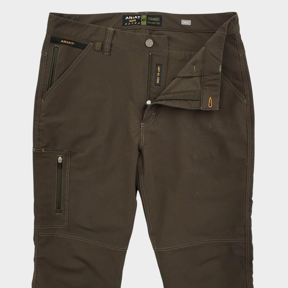 Ariat Rebar M5 Straight Dritek Softshell Work Pants Brown Mens 38x34 (STAINS)